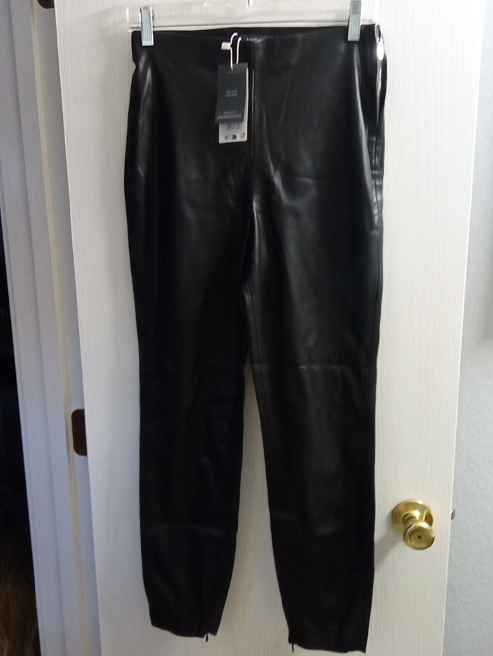 Faux Leather Black High-Waist Slim Pants